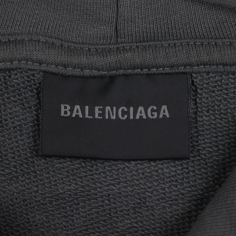 Balenciaga 23AW 600583 100% Cotton 100% Logo Embroidery Pullover Hoodie Gray S
