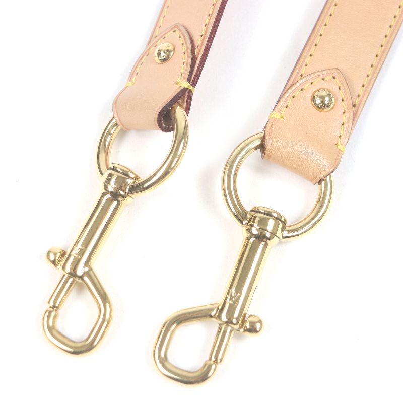 Louis Vuitton Nubuck Leather LV Logo Shoulder Strap Belt Beige Gold Men's