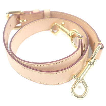 Louis Vuitton Nubuck Leather LV Logo Shoulder Strap Belt Beige Gold Men's