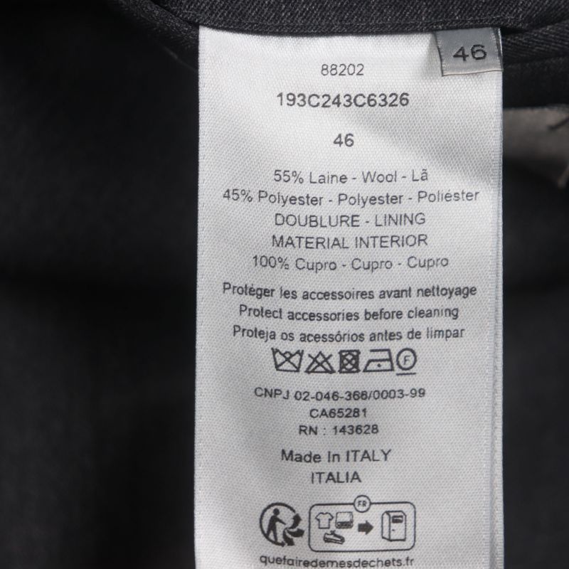  DIOR Homme 24SS 193c243c6326 55% Wool Classic Double Zip Up Jacket Grey 46