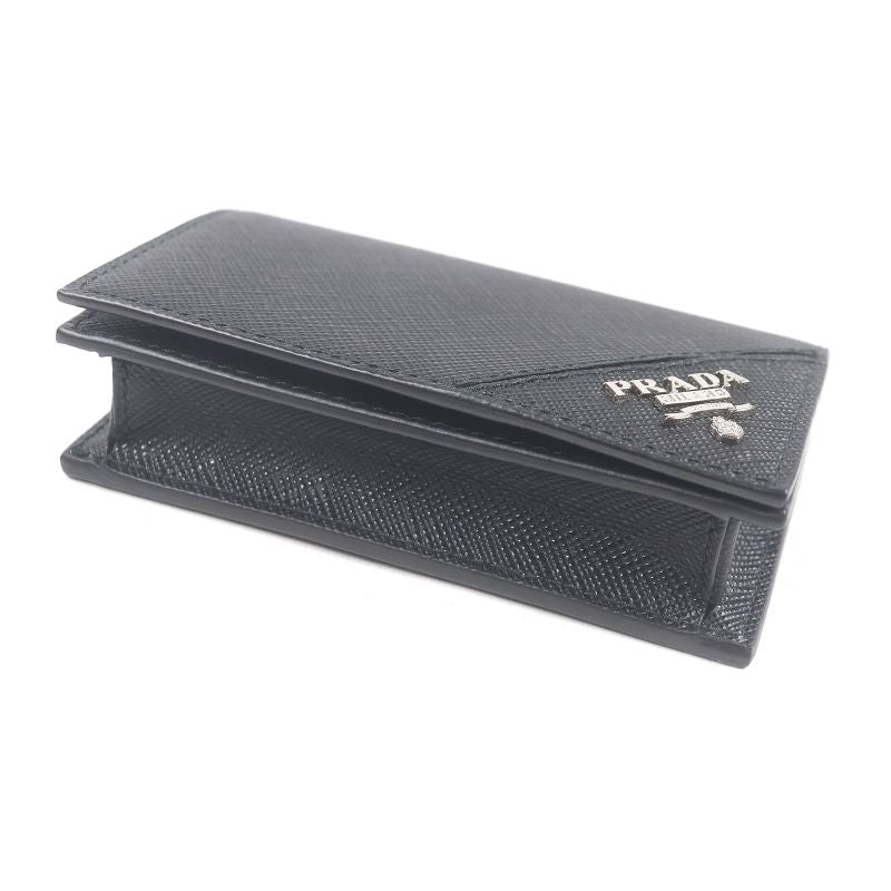 Prada 2mc122 Saffiano Leather Logo Silver Hardware Card Case Business Card