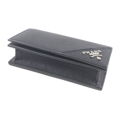 Prada 2mc122 Saffiano Leather Logo Silver Hardware Card Case Business Card