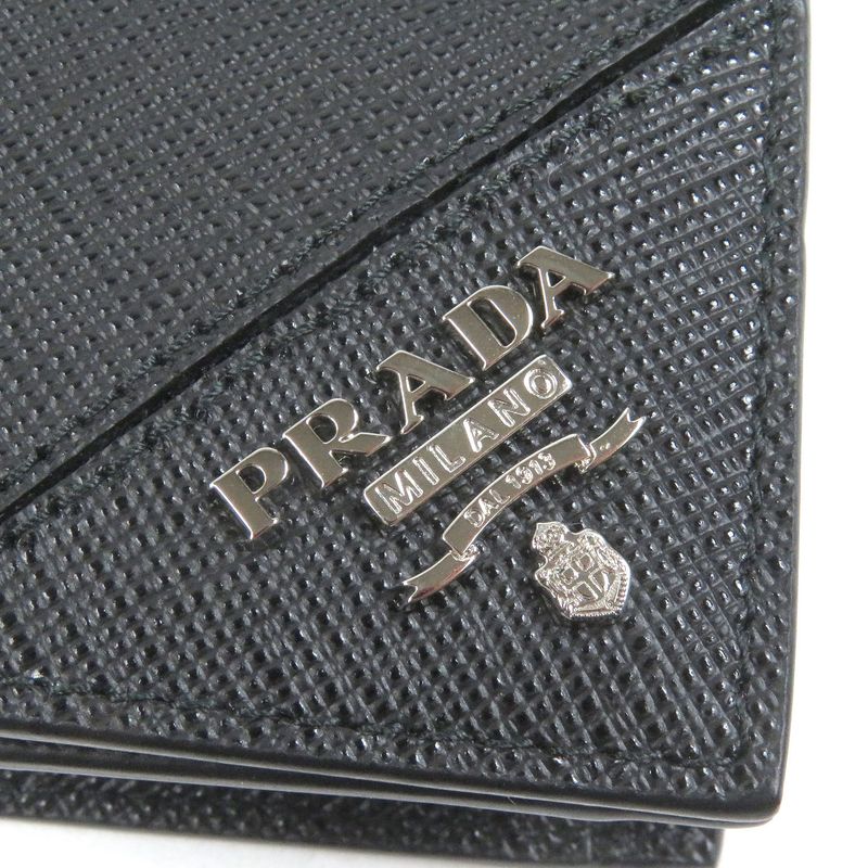 Prada 2mc122 Saffiano Leather Logo Silver Hardware Card Case Business Card