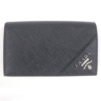 Prada 2mc122 Saffiano Leather Logo Silver Hardware Card Case Business Card