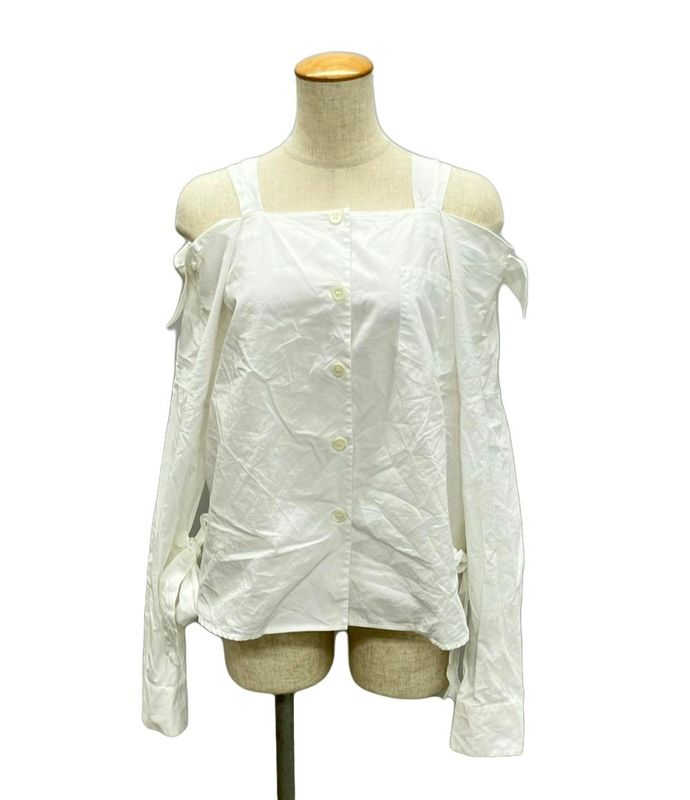 Prada Off-Shoulder Long Sleeve Ribbon Blouse Women's Size 38s (S) Prada