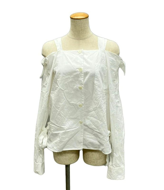 Prada Off-Shoulder Long Sleeve Ribbon Blouse Women's Size 38s (S) Prada