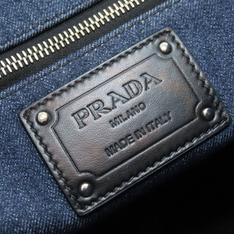 Prada 1bg347 Logo Tote Bag Denim Women