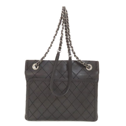 Chanel Matelasse Silver Hardware Shoulder Bag Calf Women