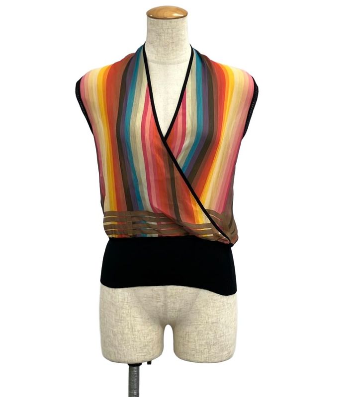 Hermes Cache Coeur Sleeveless Blouse 100% Silk Womens Size 36 (S) Hermes