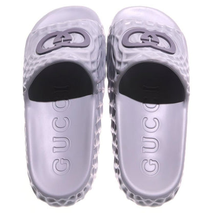Gucci Interlocking G Rubber Sandals Flat Sandals Gray 770801