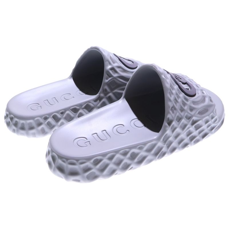 Gucci Interlocking G Rubber Sandals Flat Sandals Gray 770801