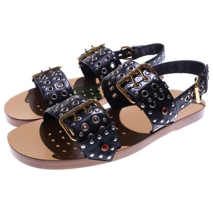 Gucci Embellished Leather Sandals Studded Rhinestone Belt One Strap Sandal
