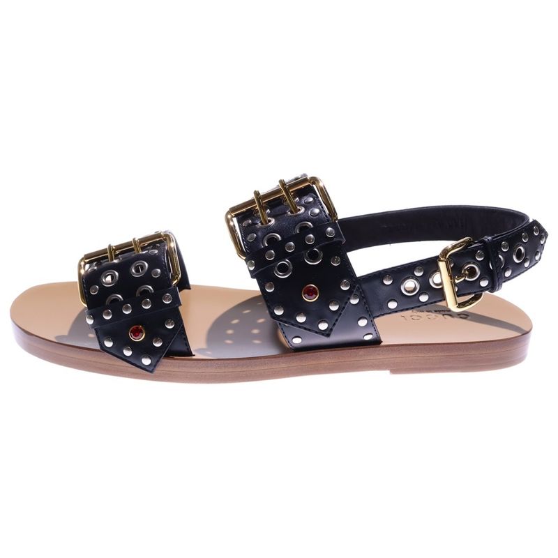 Gucci Embellished Leather Sandals Studded Rhinestone Belt One Strap Sandal