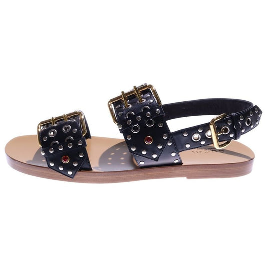 Gucci Embellished Leather Sandals Studded Rhinestone Belt One Strap Sandal