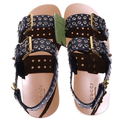 Gucci Embellished Leather Sandals Studded Rhinestone Belt One Strap Sandal