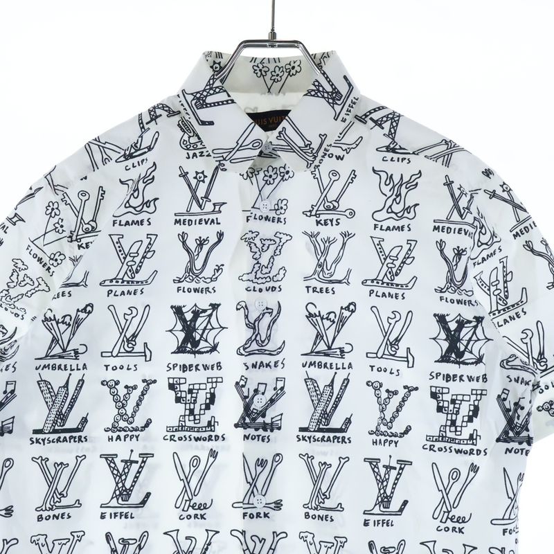 Louis Vuitton 21SS LV Graffiti Short-sleeved Shirt White Rm211m ZIU Hks19w