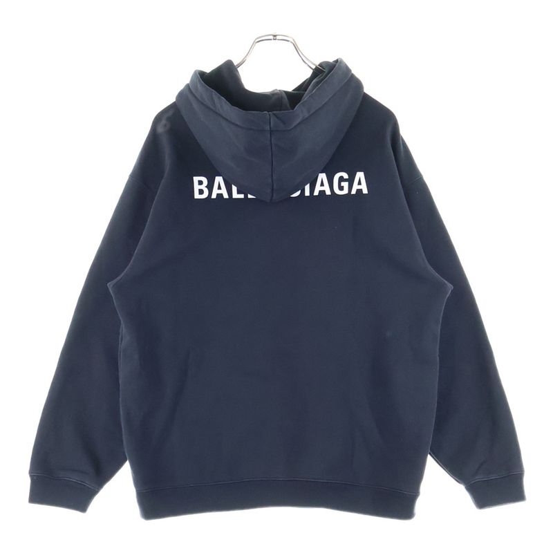 Balenciaga Back Logo Print Pullover Hoodie Black 600583