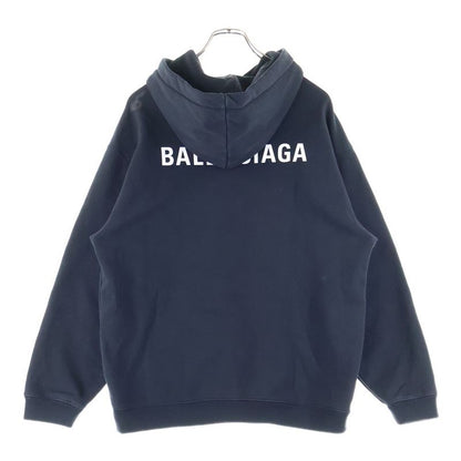 Balenciaga Back Logo Print Pullover Hoodie Black 600583