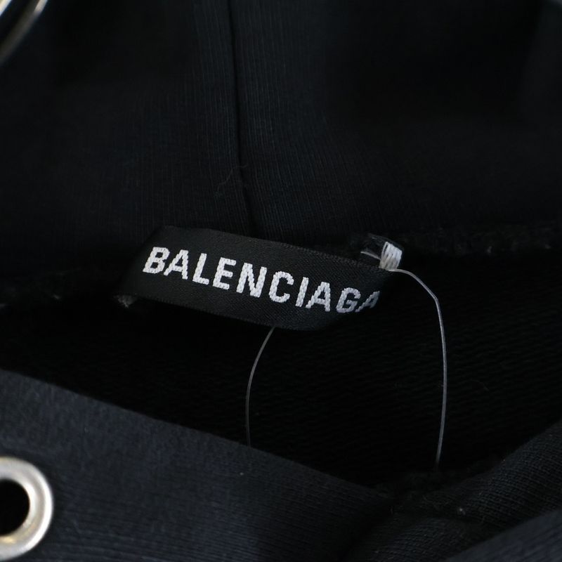 Balenciaga Back Logo Print Pullover Hoodie Black 600583