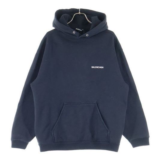 Balenciaga Back Logo Print Pullover Hoodie Black 600583