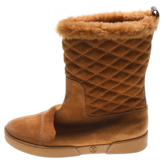 Louis Vuitton Suede Leather Monogram Quilted Boa Lining High Cut Short Boots