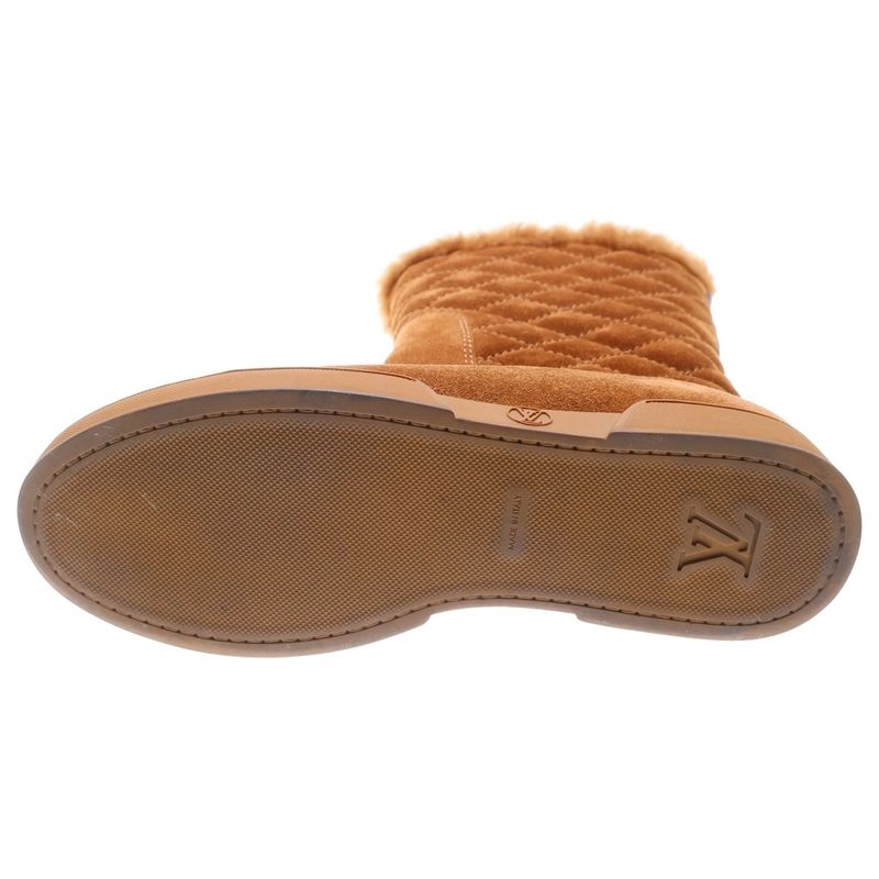 Louis Vuitton Suede Leather Monogram Quilted Boa Lining High Cut Short Boots