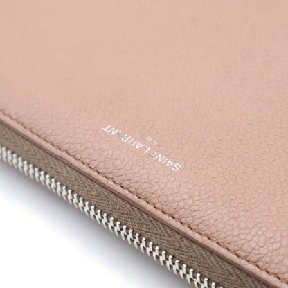 Saint Laurent Paris Round Zipper Long Wallet Long Wallet Card Case Pink Beige