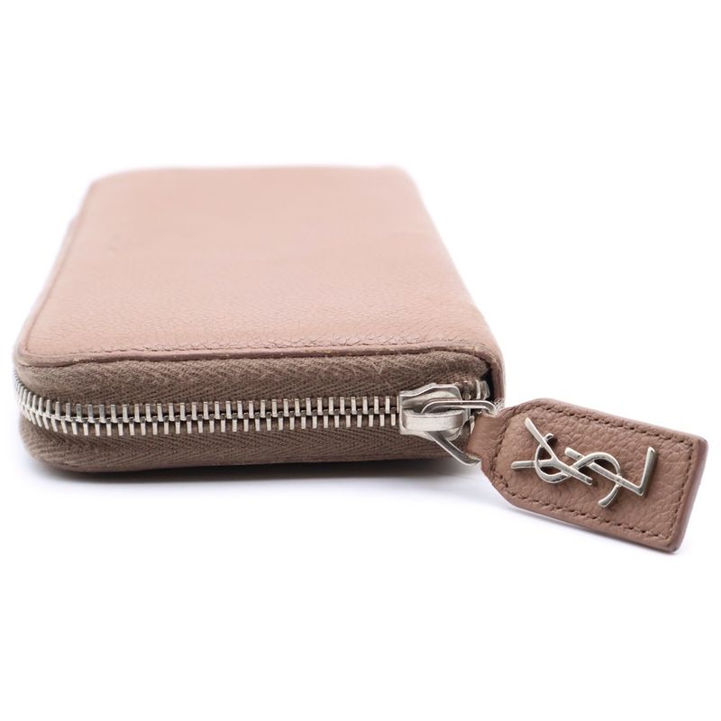 Saint Laurent Paris Round Zipper Long Wallet Long Wallet Card Case Pink Beige