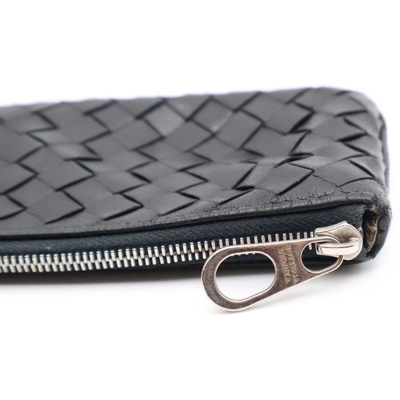 Bottega Veneta Intrecciato Key Case Pouch Coin Case Black Silver Hardware