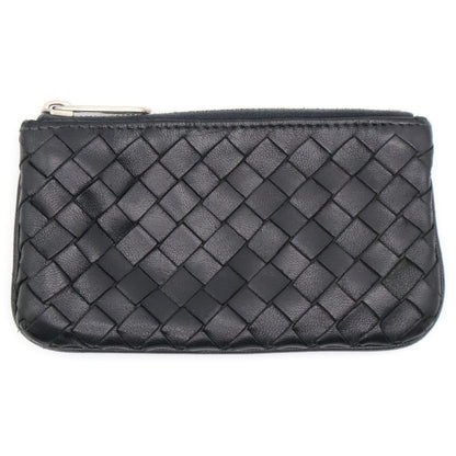 Bottega Veneta Intrecciato Key Case Pouch Coin Case Black Silver Hardware