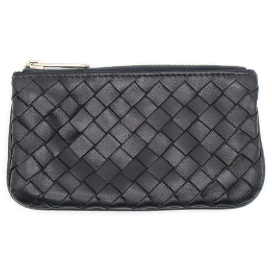 Bottega Veneta Intrecciato Key Case Pouch Coin Case Black Silver Hardware