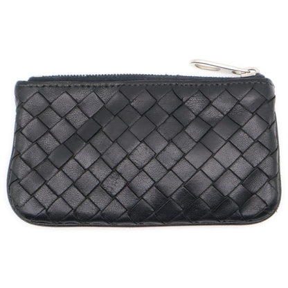 Bottega Veneta Intrecciato Key Case Pouch Coin Case Black Silver Hardware
