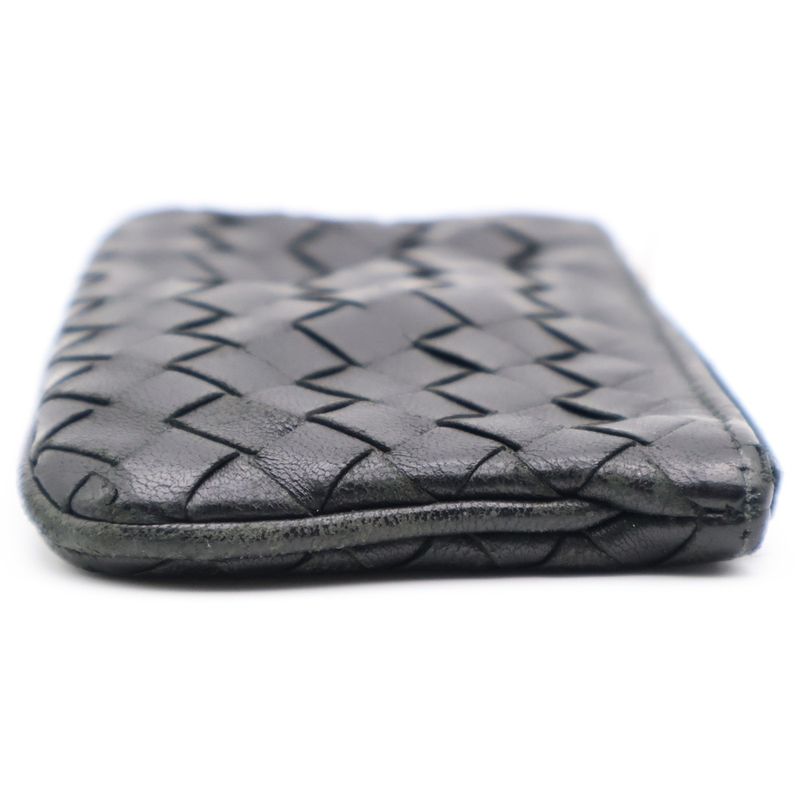 Bottega Veneta Intrecciato Key Case Pouch Coin Case Black Silver Hardware