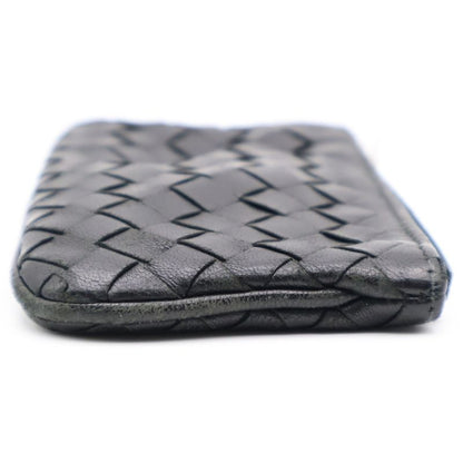 Bottega Veneta Intrecciato Key Case Pouch Coin Case Black Silver Hardware