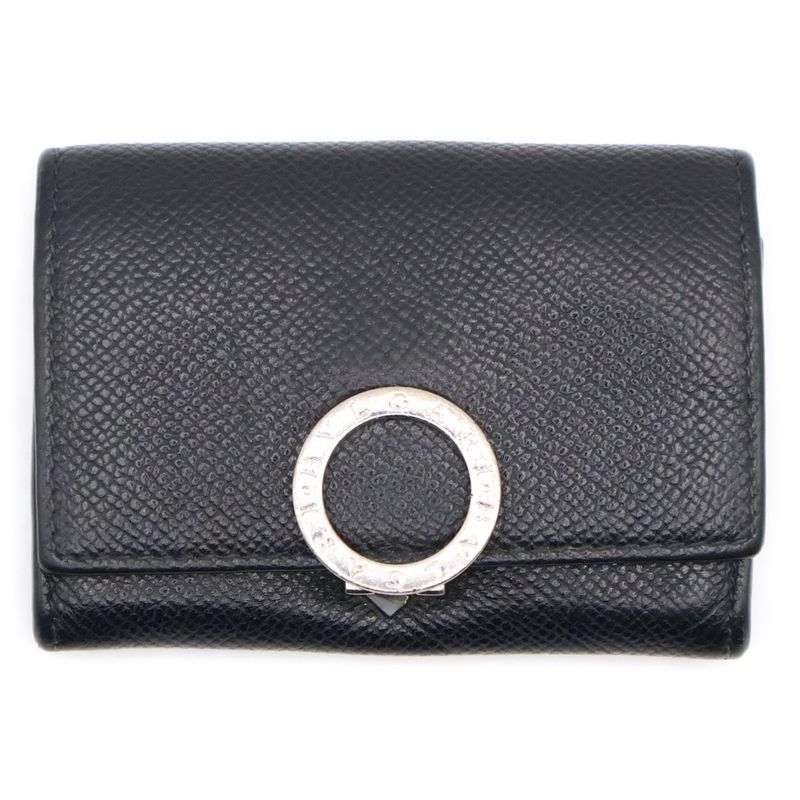 Bvlgari Logo Clip Bifold Coin Case Wallet Black