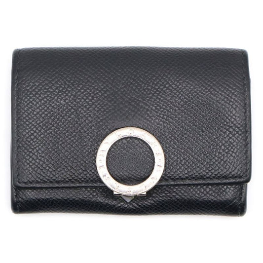 Bvlgari Logo Clip Bifold Coin Case Wallet Black