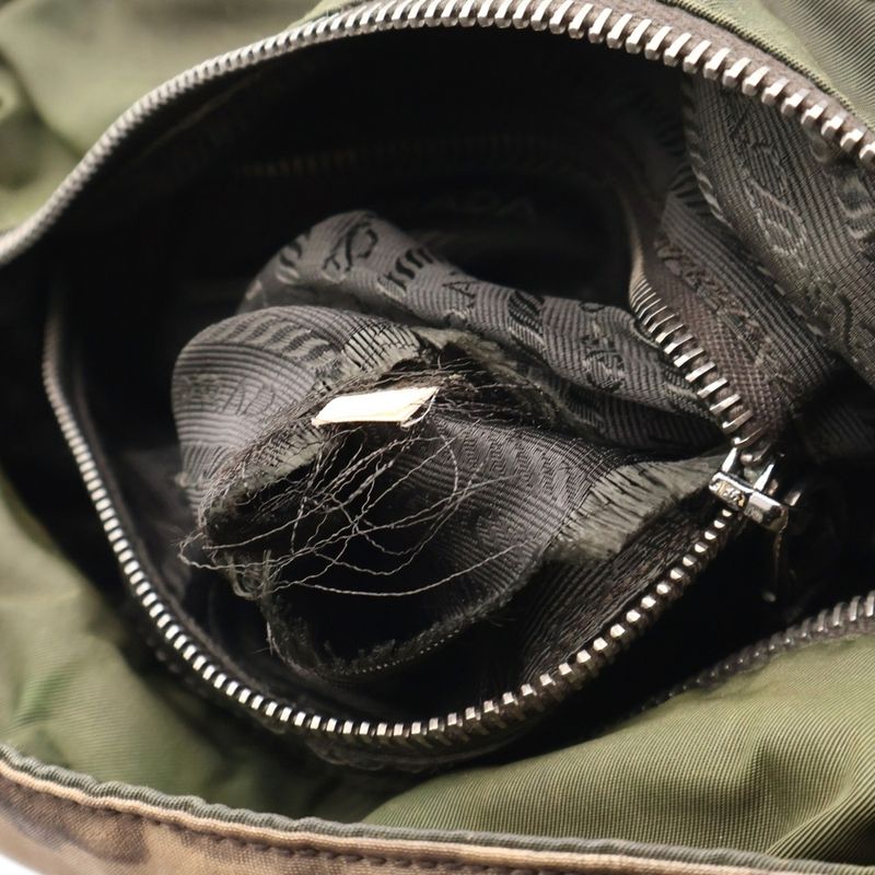 Prada NY ST Moire LUC All Over Pattern Nylon Handbag Brown Bn1052