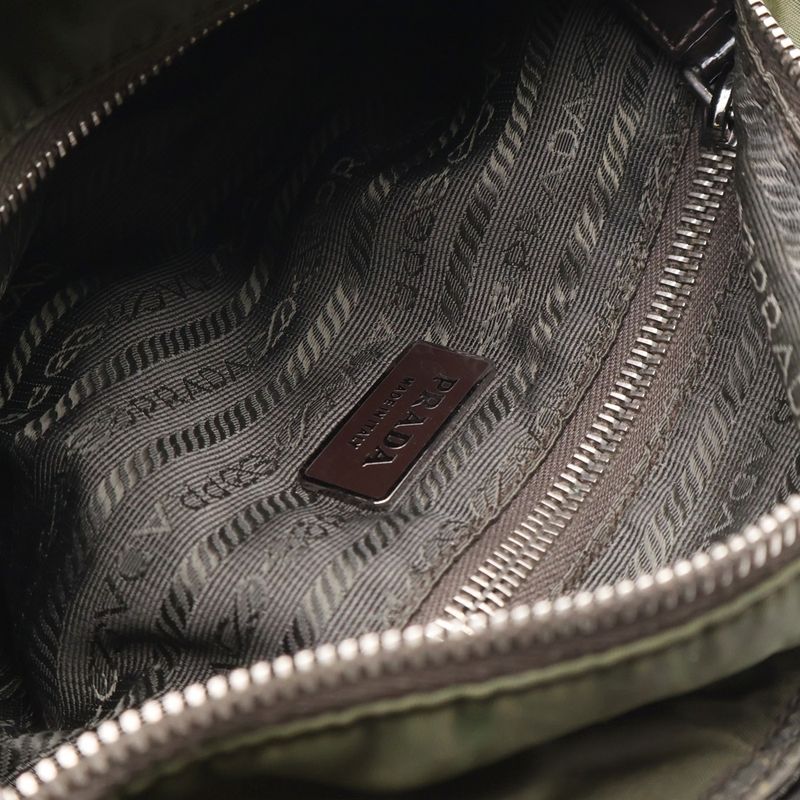 Prada NY ST Moire LUC All Over Pattern Nylon Handbag Brown Bn1052