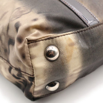 Prada NY ST Moire LUC All Over Pattern Nylon Handbag Brown Bn1052