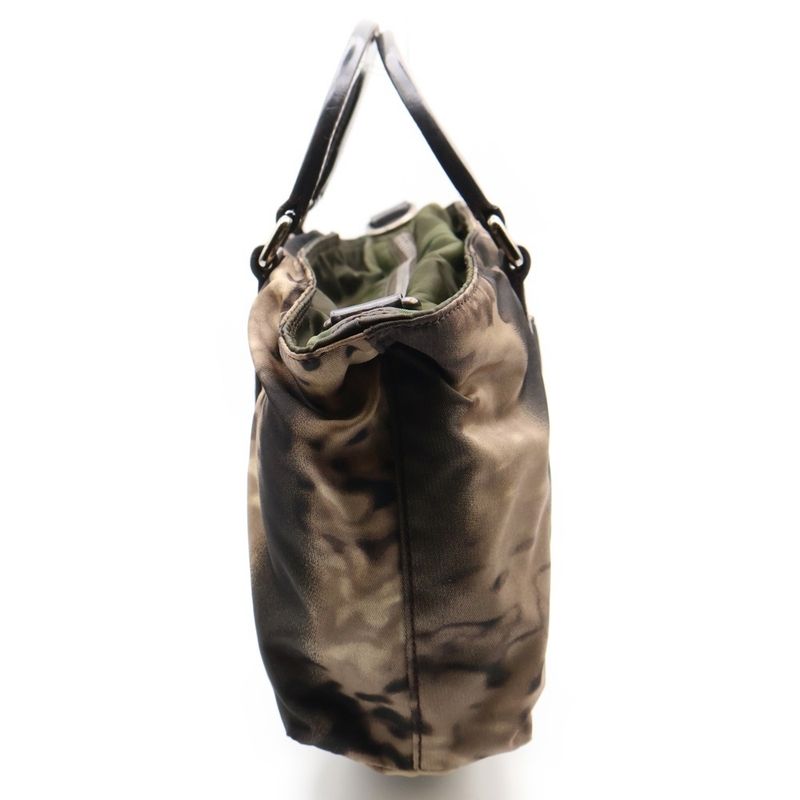 Prada NY ST Moire LUC All Over Pattern Nylon Handbag Brown Bn1052