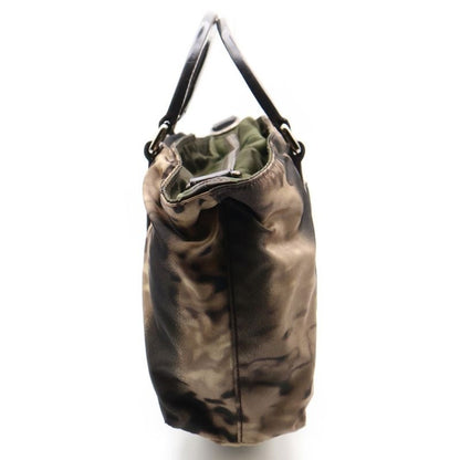 Prada NY ST Moire LUC All Over Pattern Nylon Handbag Brown Bn1052