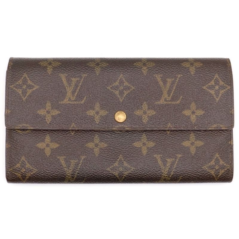 Louis Vuitton Pochette Porte Monet Cles Di Pvcleather Long Wallet Brown M61725