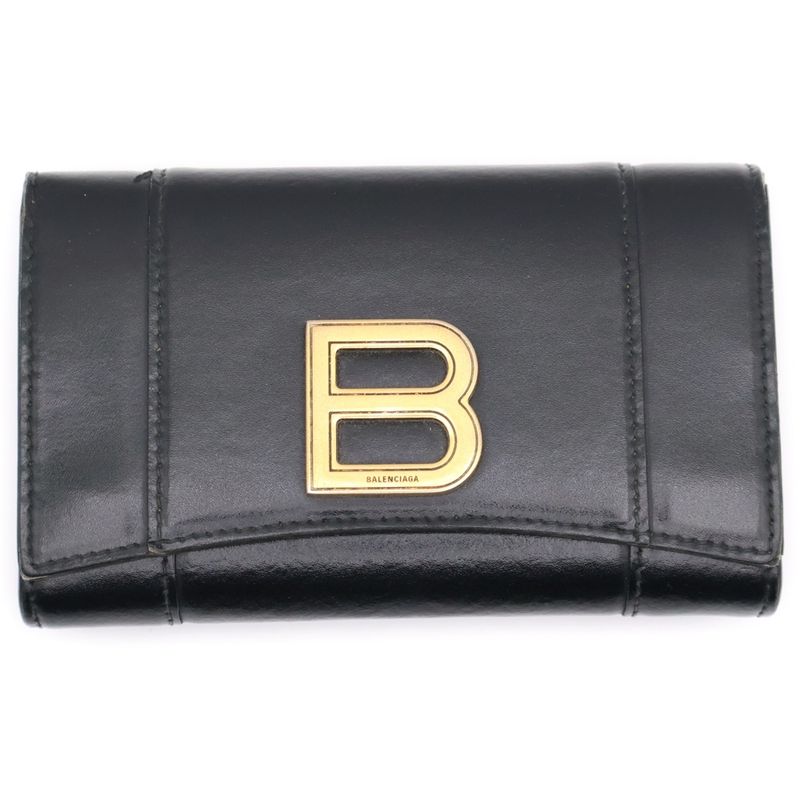 Balenciaga Hourglass Medium Compact Wallet Folded Black 600211