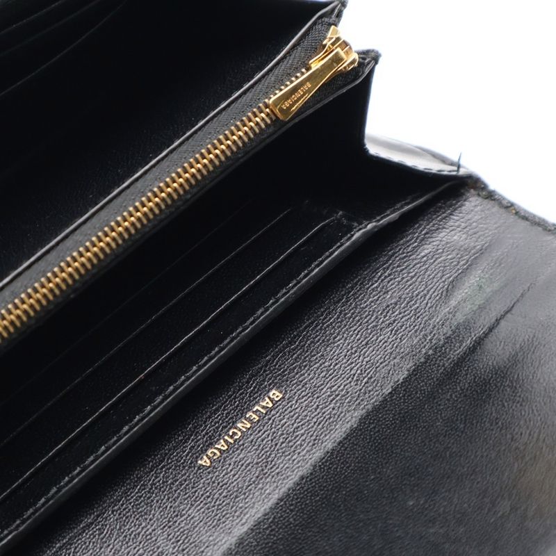 Balenciaga Hourglass Medium Compact Wallet Folded Black 600211