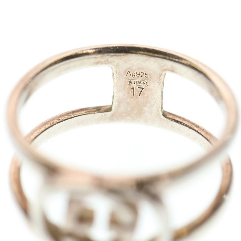Gucci Interlocking G Logo Double Ring Silver Size 17 298036