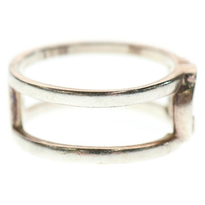 Gucci Interlocking G Logo Double Ring Silver Size 17 298036