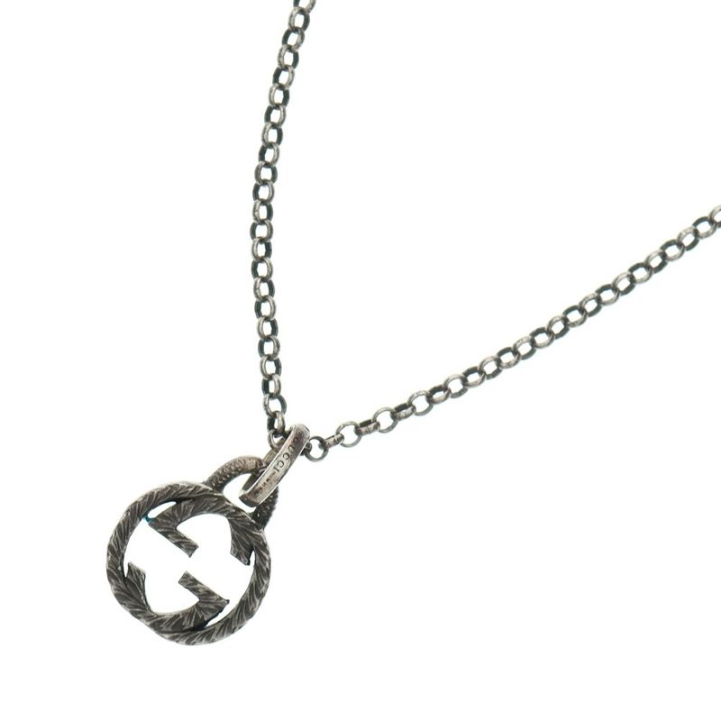 Gucci Interlocking G Logo Chain Necklace Silver 455535