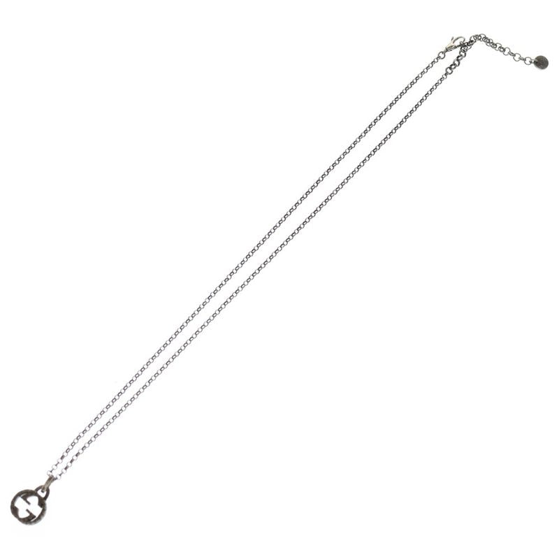 Gucci Interlocking G Logo Chain Necklace Silver 455535