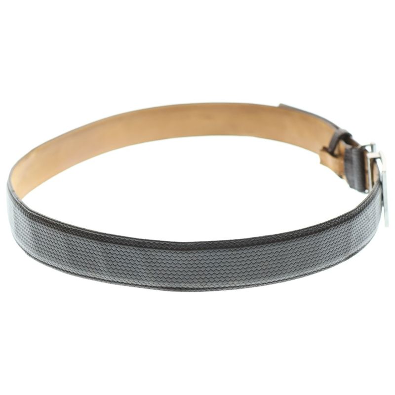 Fendi FF Buckle Belt Brown Leather Silver Hardware