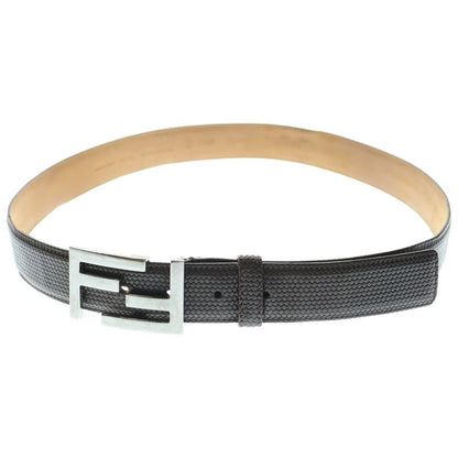 Fendi FF Buckle Belt Brown Leather Silver Hardware